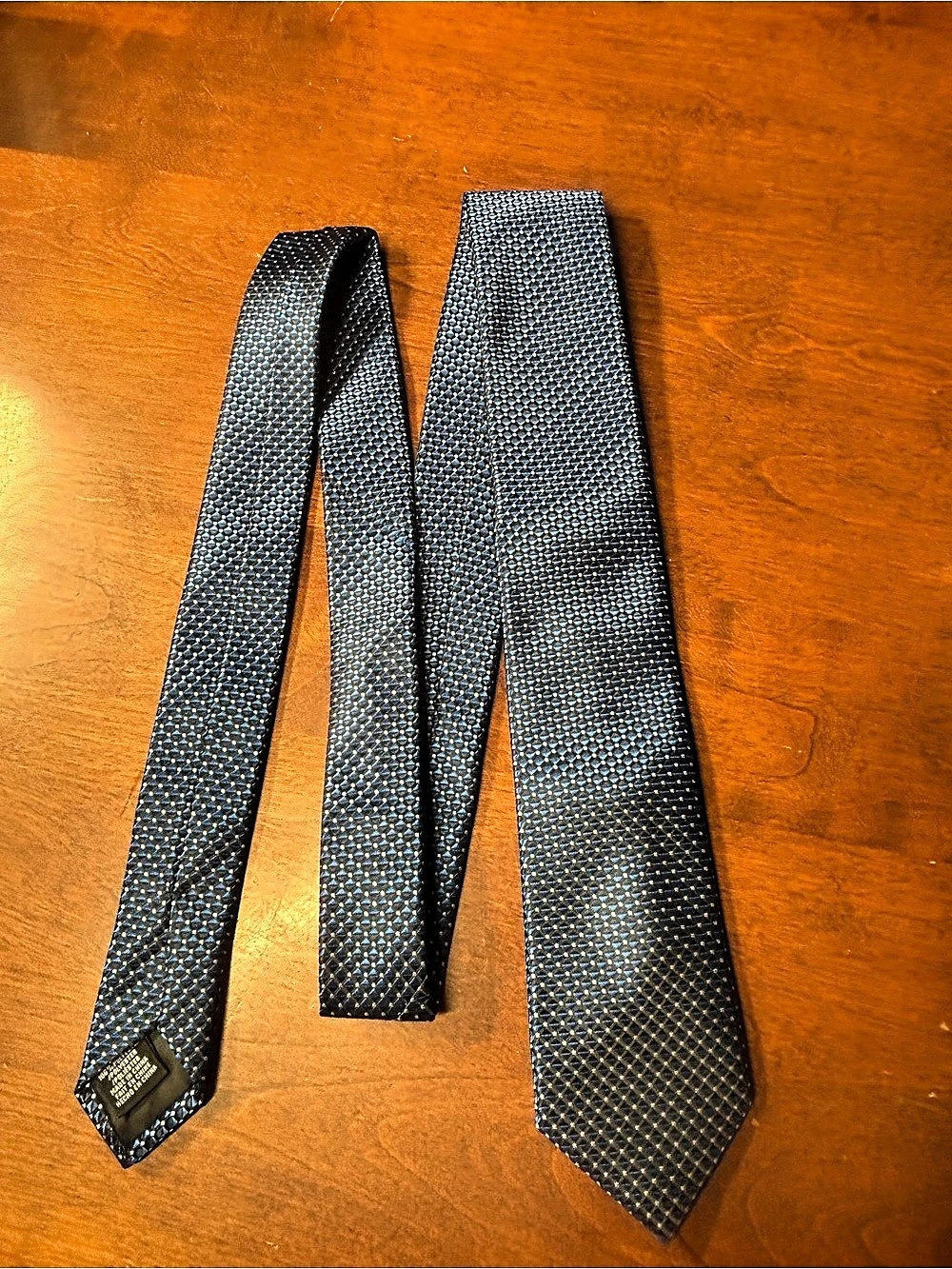 Perry Ellis Portfolio Blue Geometric Diamond Silk-Look Tie